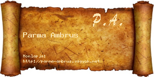 Parma Ambrus névjegykártya